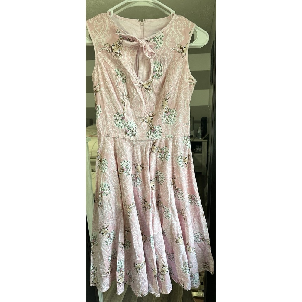 Hell Bunny Vixen Women's Pink Deer 50s Retro Dress Standard Size Xs